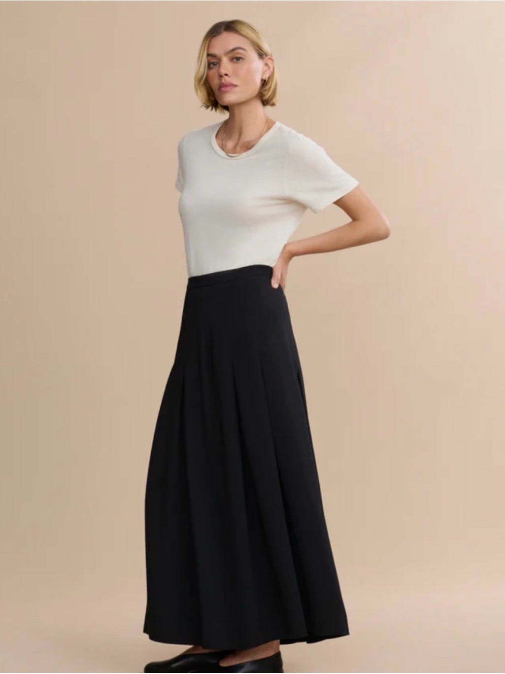 Jenni Kayne Black Maxi Skirt With Soft A-Line Pleats